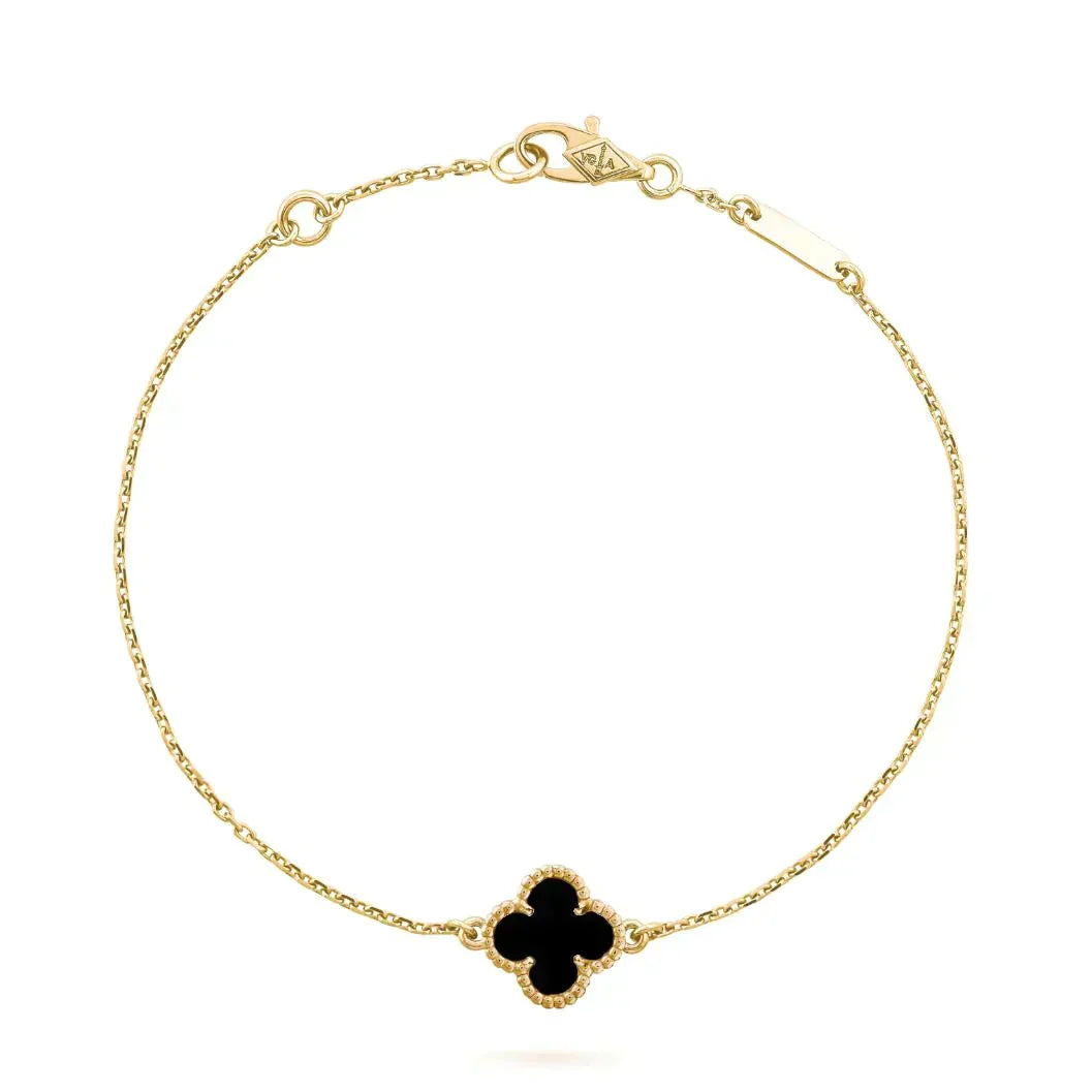 [Luna Brilliance]CLOVER ONYX SINGLE FLOWER BRACELET