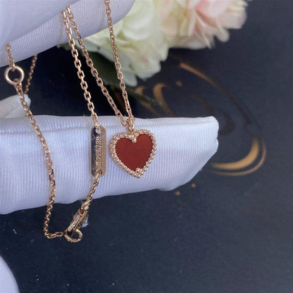 [Luna Brilliance]SWEET CLOVER CARNELIAN HEART NECKLACE