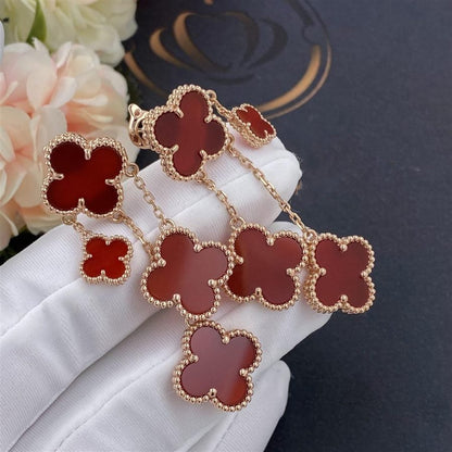 [Luna Brilliance]CLOVER EARRINGS CARNELIAN 4 MOTIFS PINK GOLD