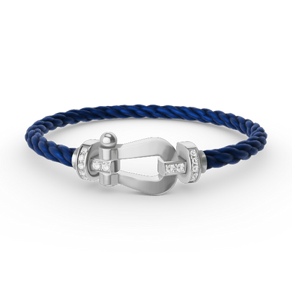 [Luna Brilliance]FORCE LARGE HORSESHOE HALF DIAMOND BRACELET SILVER